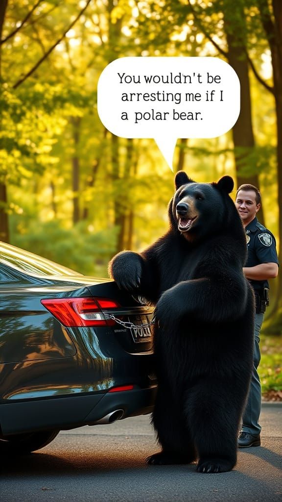 Black Bear Traffic Stop in Ultra-Realistic 4K Photo