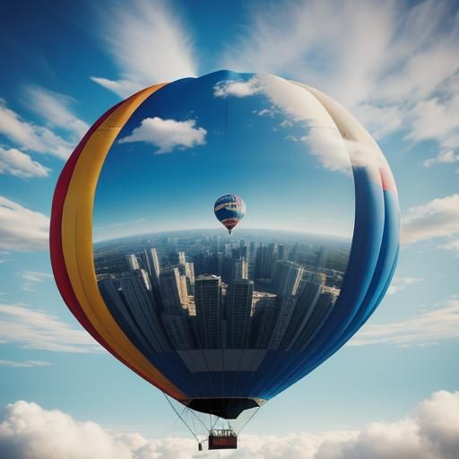 Airplane and Hot Air Balloon Double Exposure