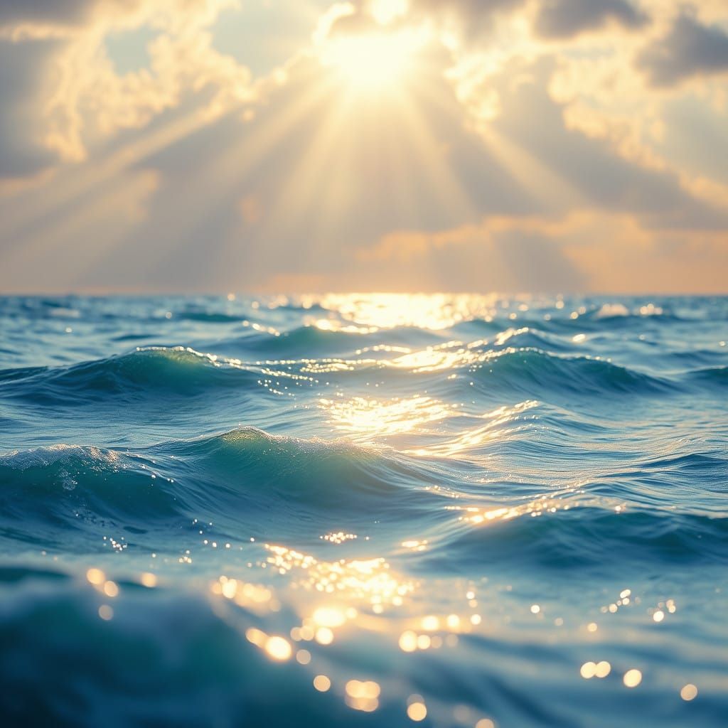 Serenely Radiant Ocean Waves in Soft Focus