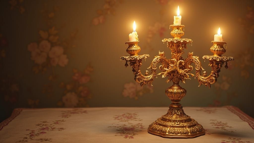Ornate Gilded Candlesticks with Baroque Accents