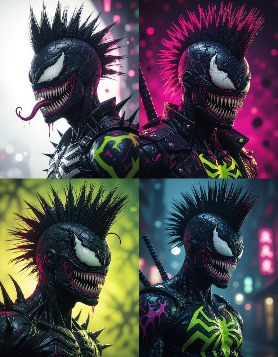 Punk Venom Symbiote with Mohawk, Dark Fantasy Art