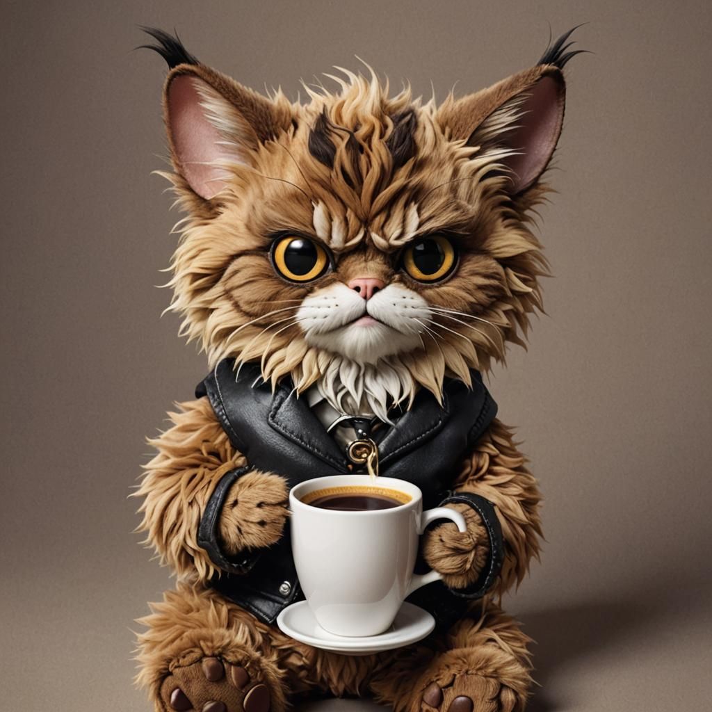 Stuffed Animal Coffee Break: Anime Style Digital Art