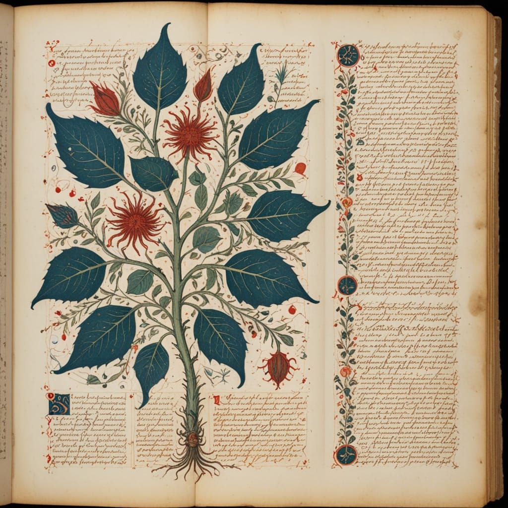 Enigmatic Botanical Specimen in Medieval Manuscript Style
