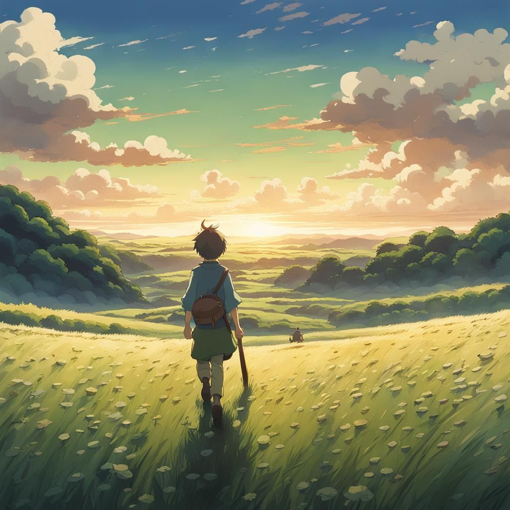 Lonely Viking Boy in Field: Studio Ghibli Anime