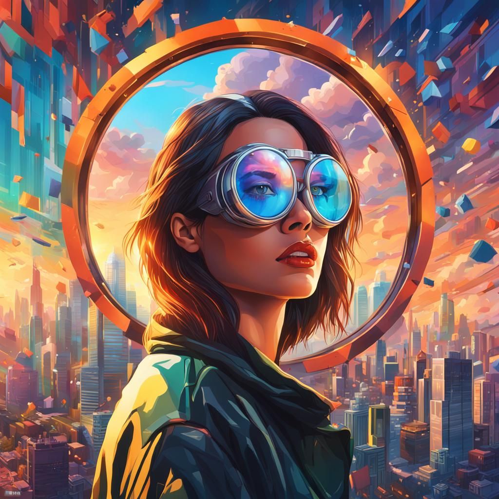 Futuristic Woman with Goggles in Hyperrealistic Style