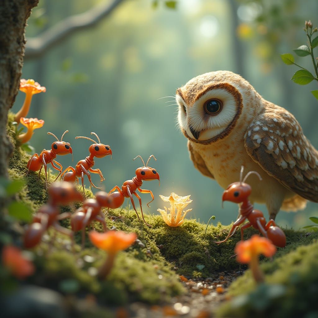 Sentient Ants Tend a Magical Garden