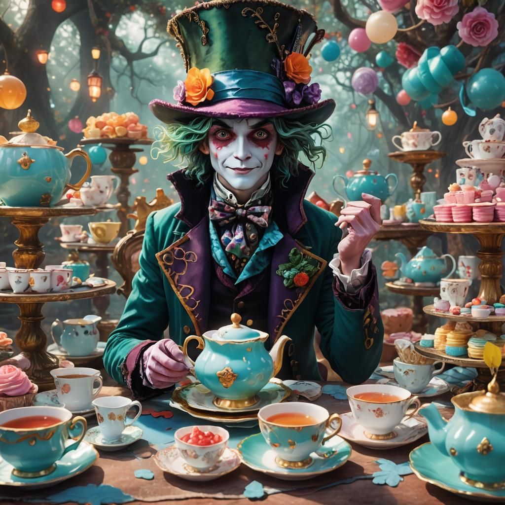 Mad Hatter's Whimsical Tea Party: 3D Anime Art