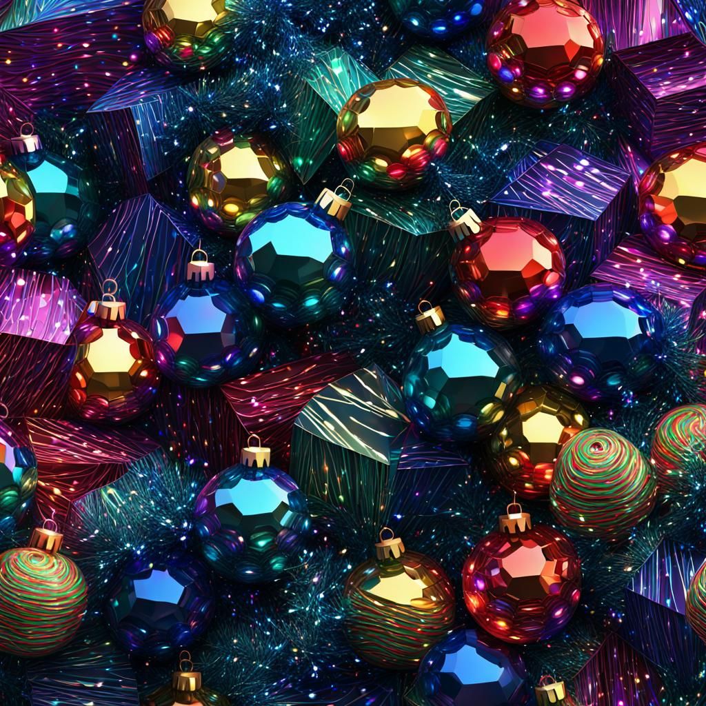 Cubist Christmas Decorations in Geometric Art Deco Style