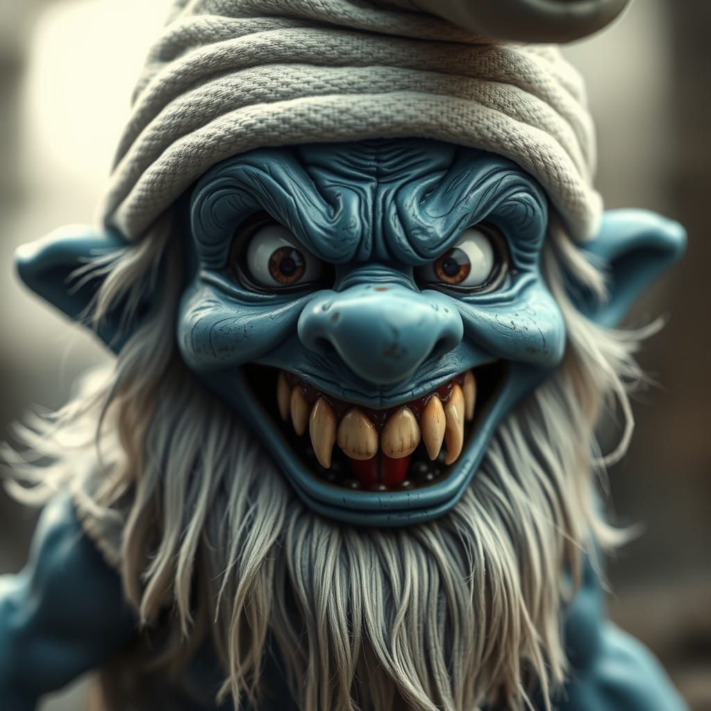 Demonic Smurf Emerges from Dark Fantasy Depths