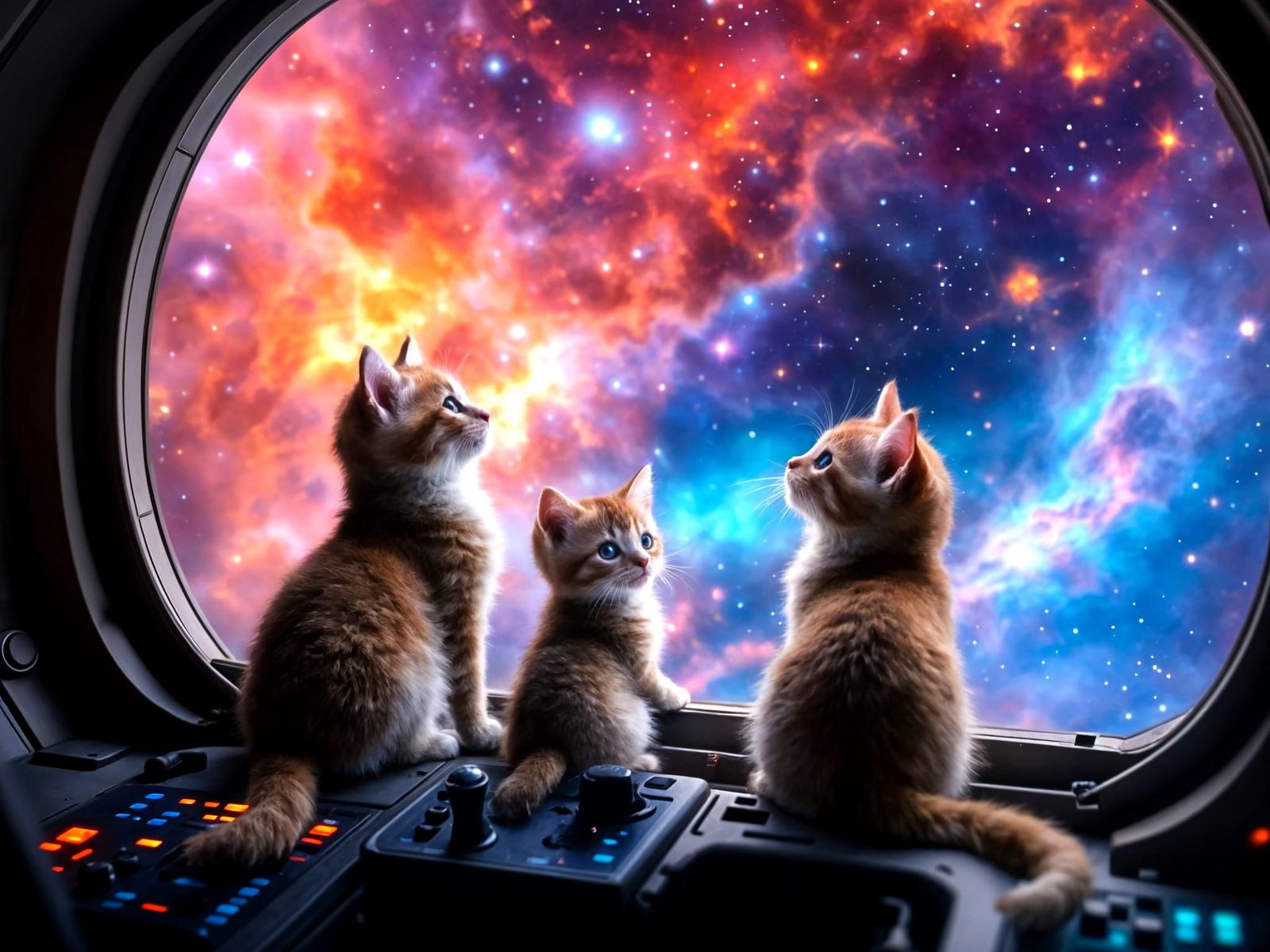 Kittens Navigate a Colorful Galactic Nebula in a Cinematic S...