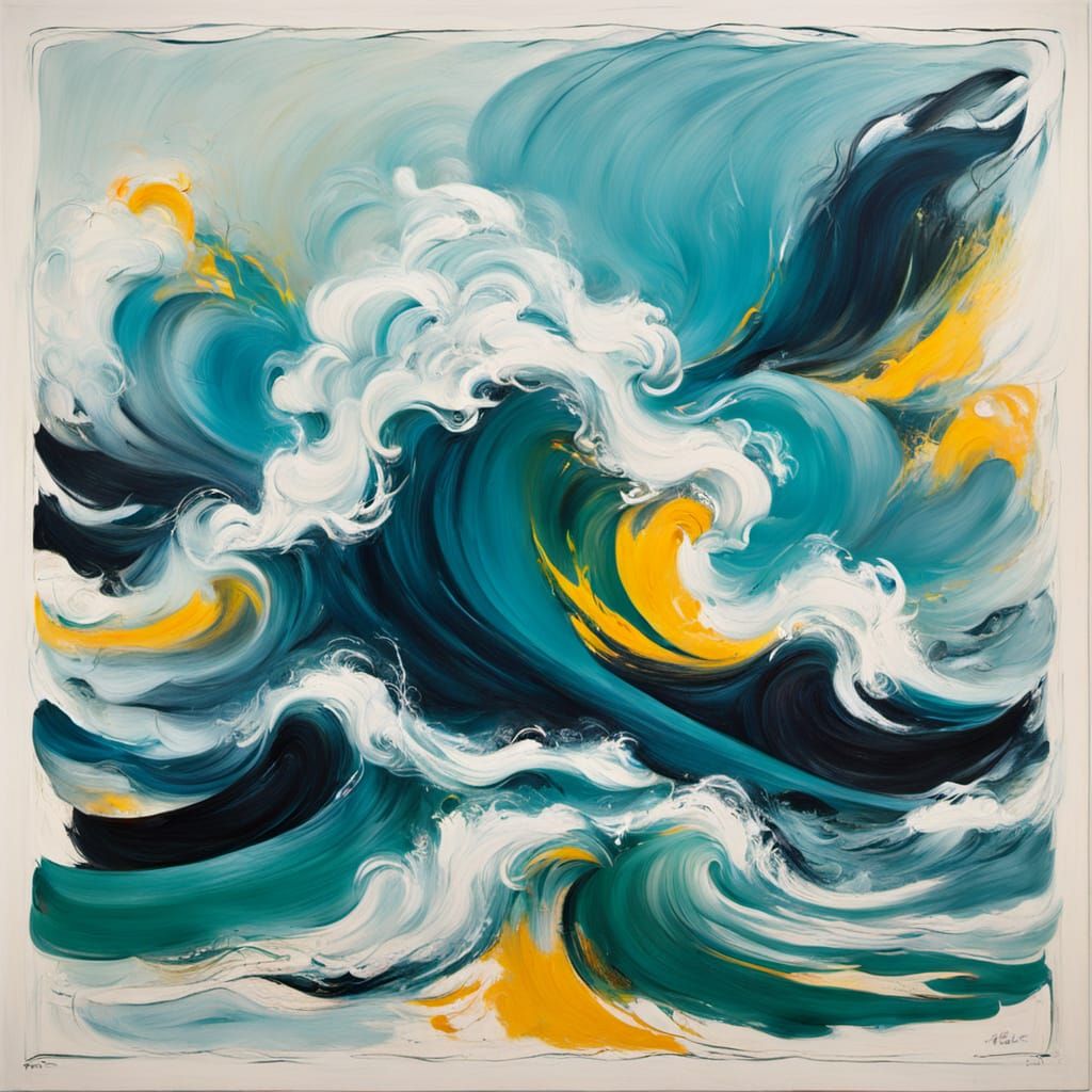 Stormy Sea in Abstract Expressionist Style