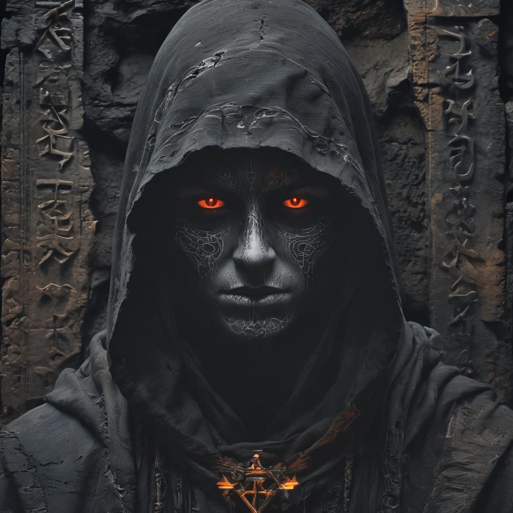 Telepathic Dark Fantasy Figure in Gothic Setting