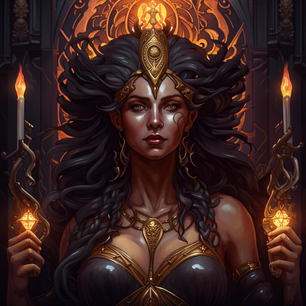 Hekate, Goddess of Magic in Art Nouveau Style