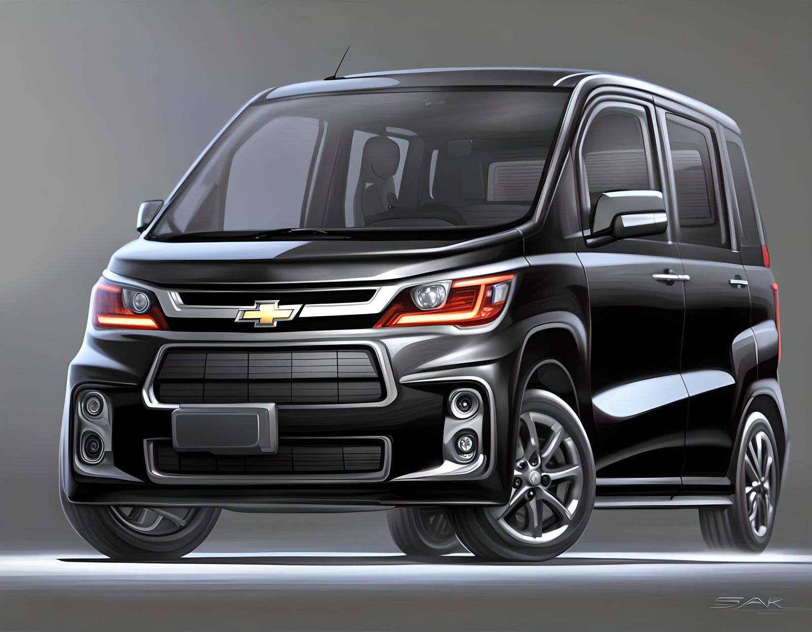 Black 2013 Chevrolet MPV: 3D Render