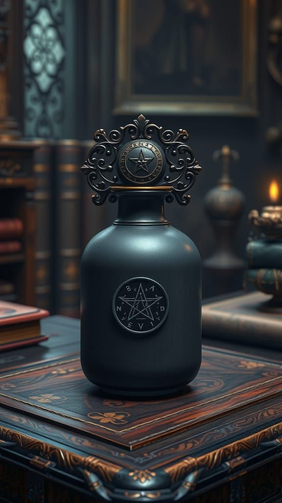 Mystical Ink Bottle in Ornate Fantasy Art Style