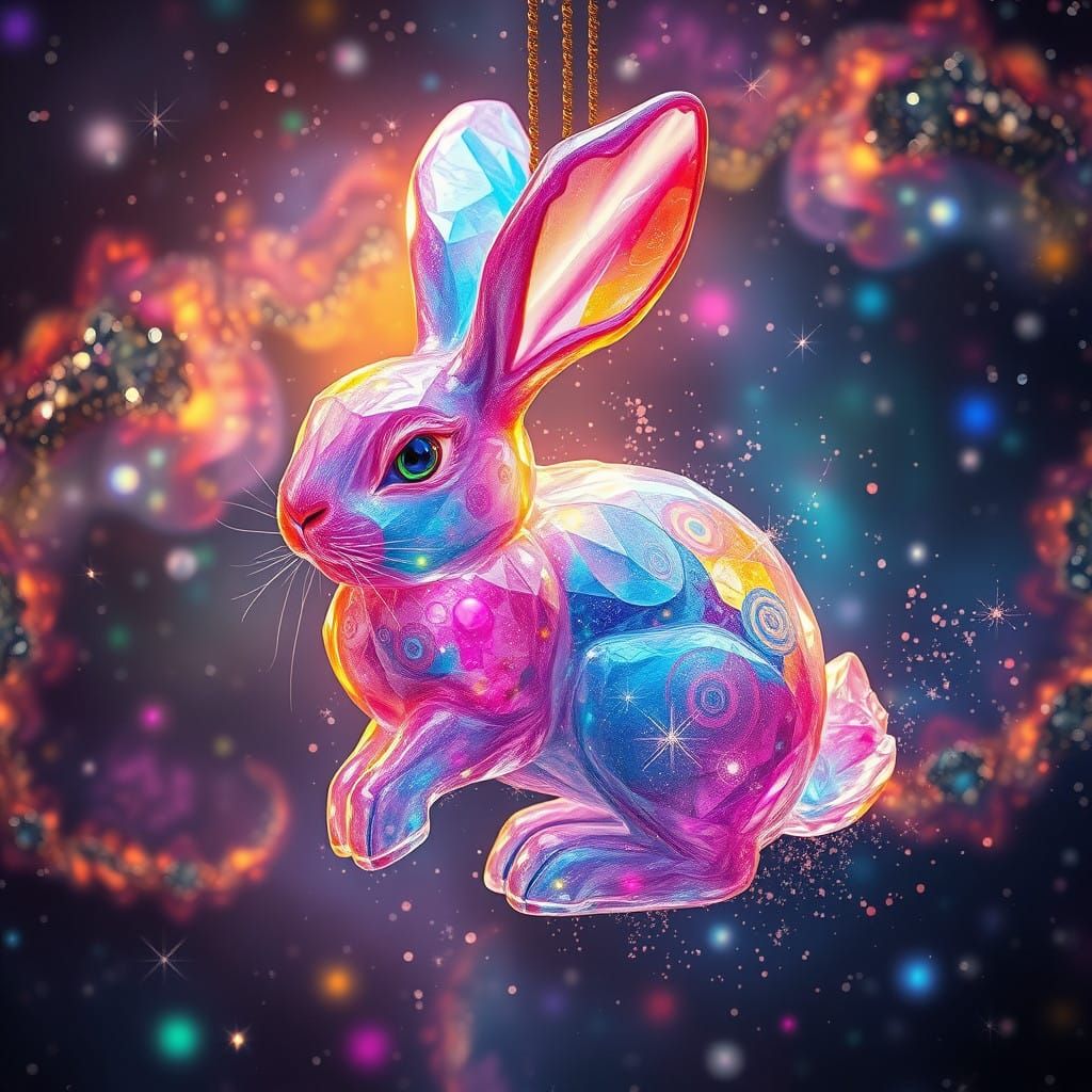 Iridescent Crystal Rabbit in Cosmic Holographic Realm