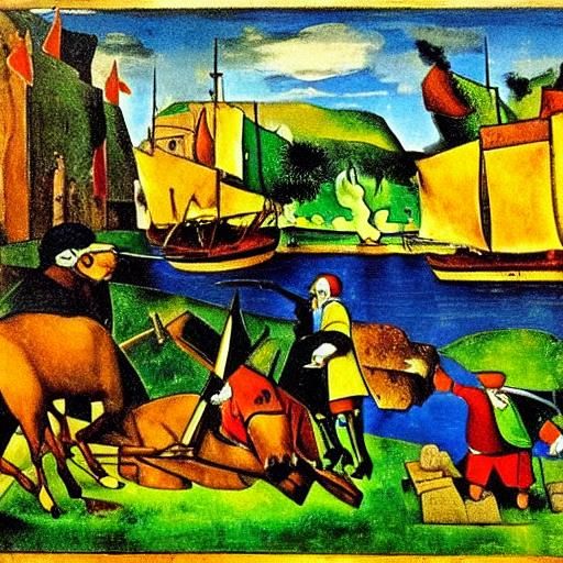 Butcher's Abduction: Cubist Celtic Mythology Scene