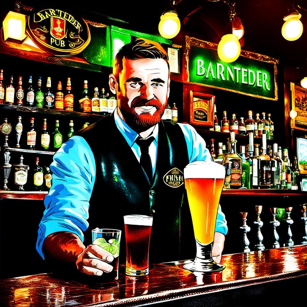 Bartender in a Traditional Irish Pub