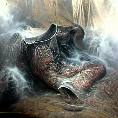 Smoky Cowboy Boots in Hyperdetailed Charcoal Style