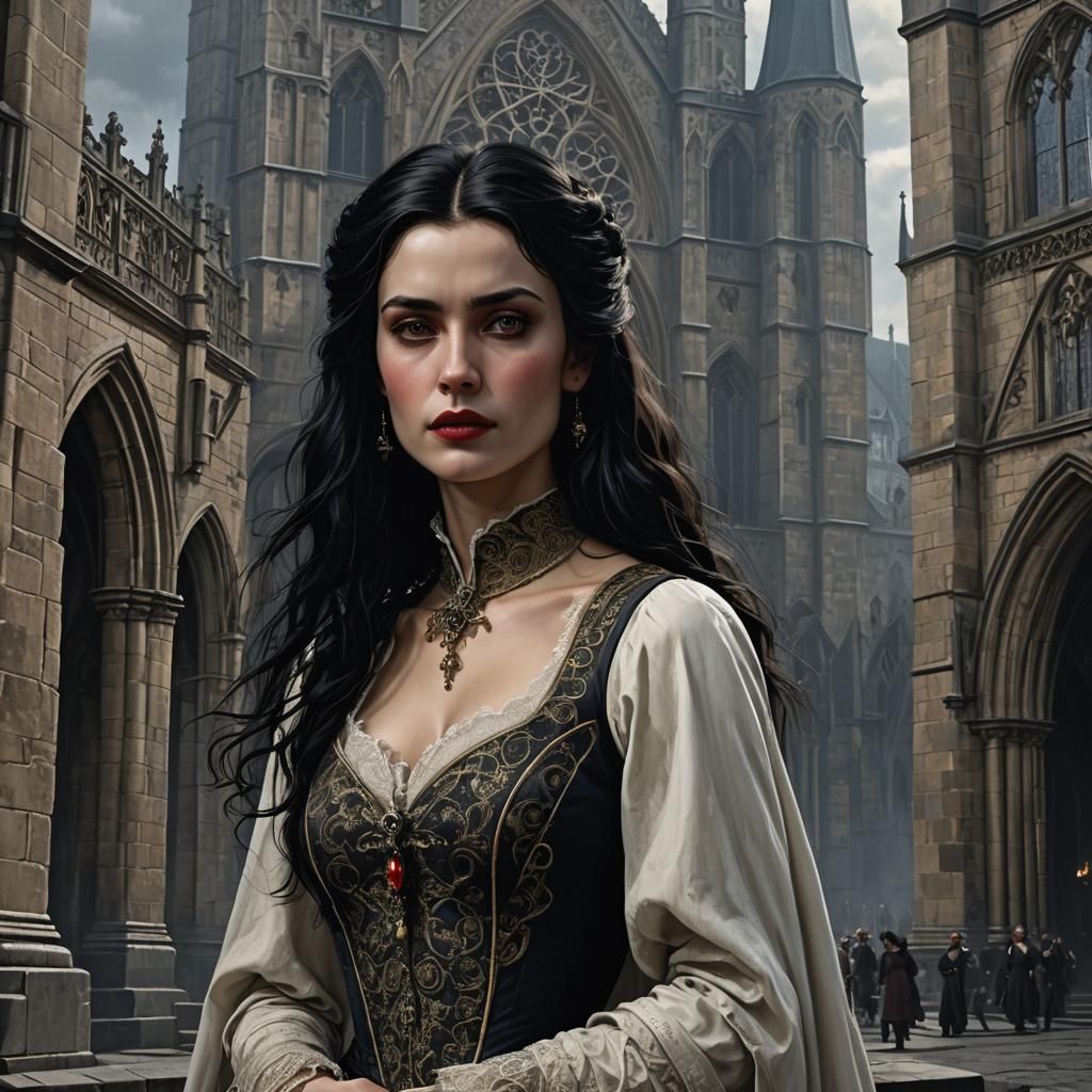 Mina Murray: Dark Fantasy Cathedral Art