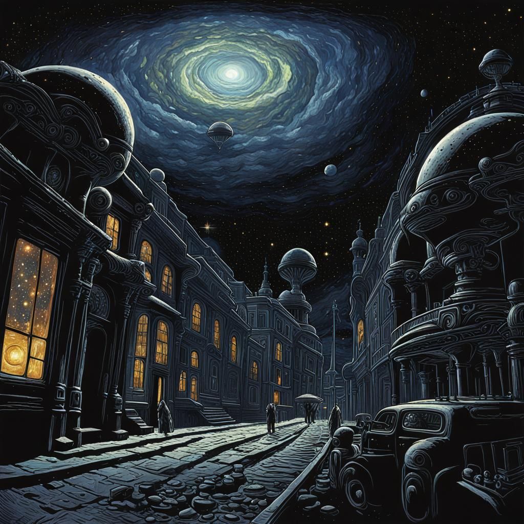 Surreal Noir Universe with Luminous Stars