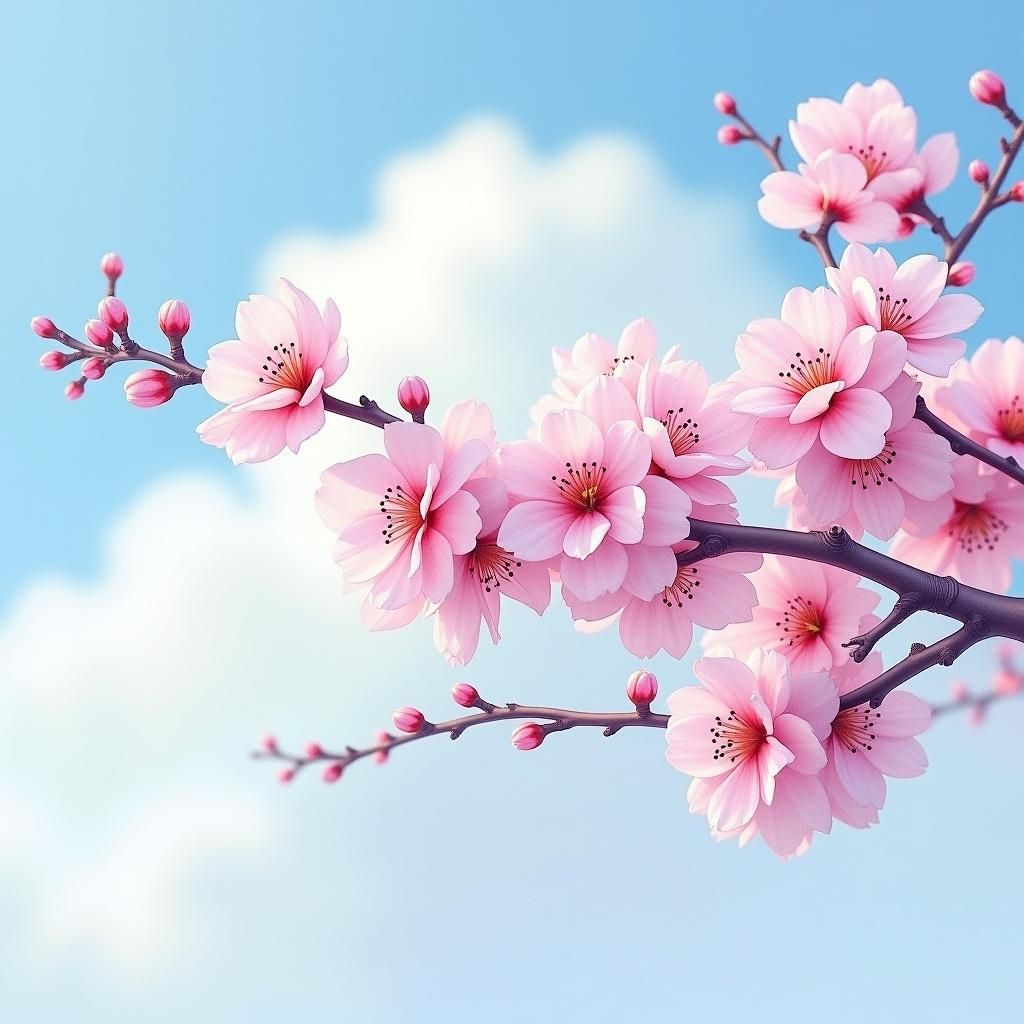 Pink Cherry Blossoms in Dreamy Impressionist Style