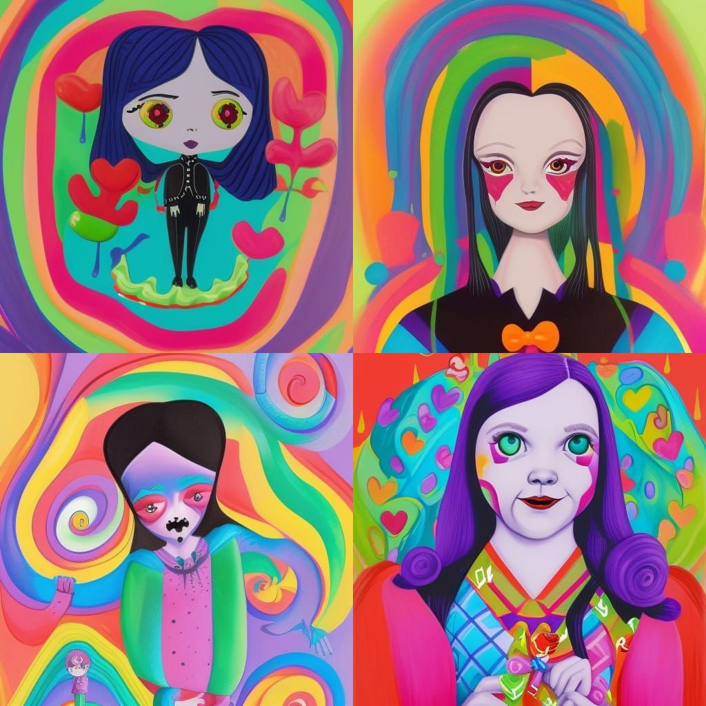 Wednesday Addams in Candyland Wonderland