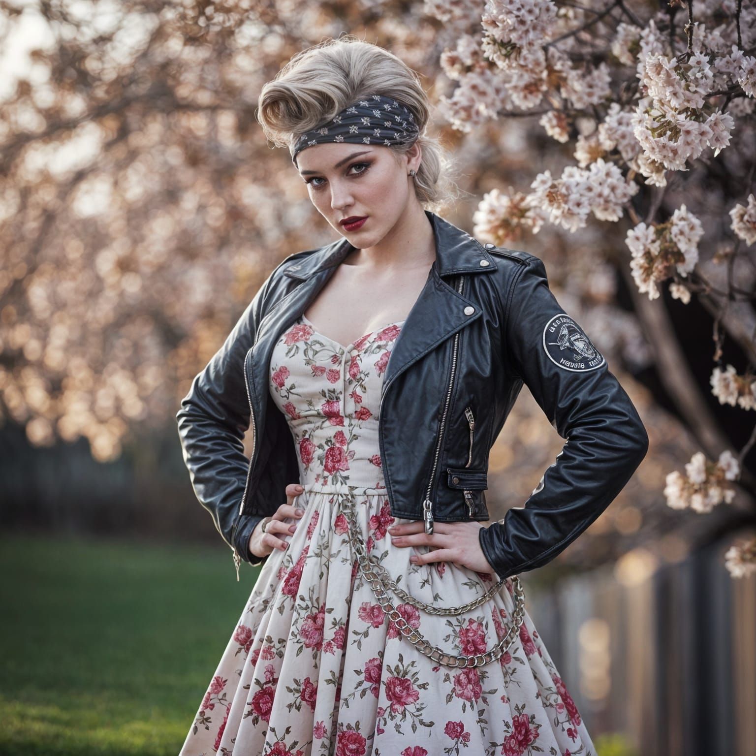 Confident Grunge Pin-Up Blends with Spring Florals