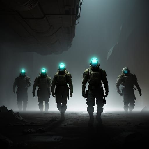 Sci-Fi Soldiers in a Gritty Underground Fortress