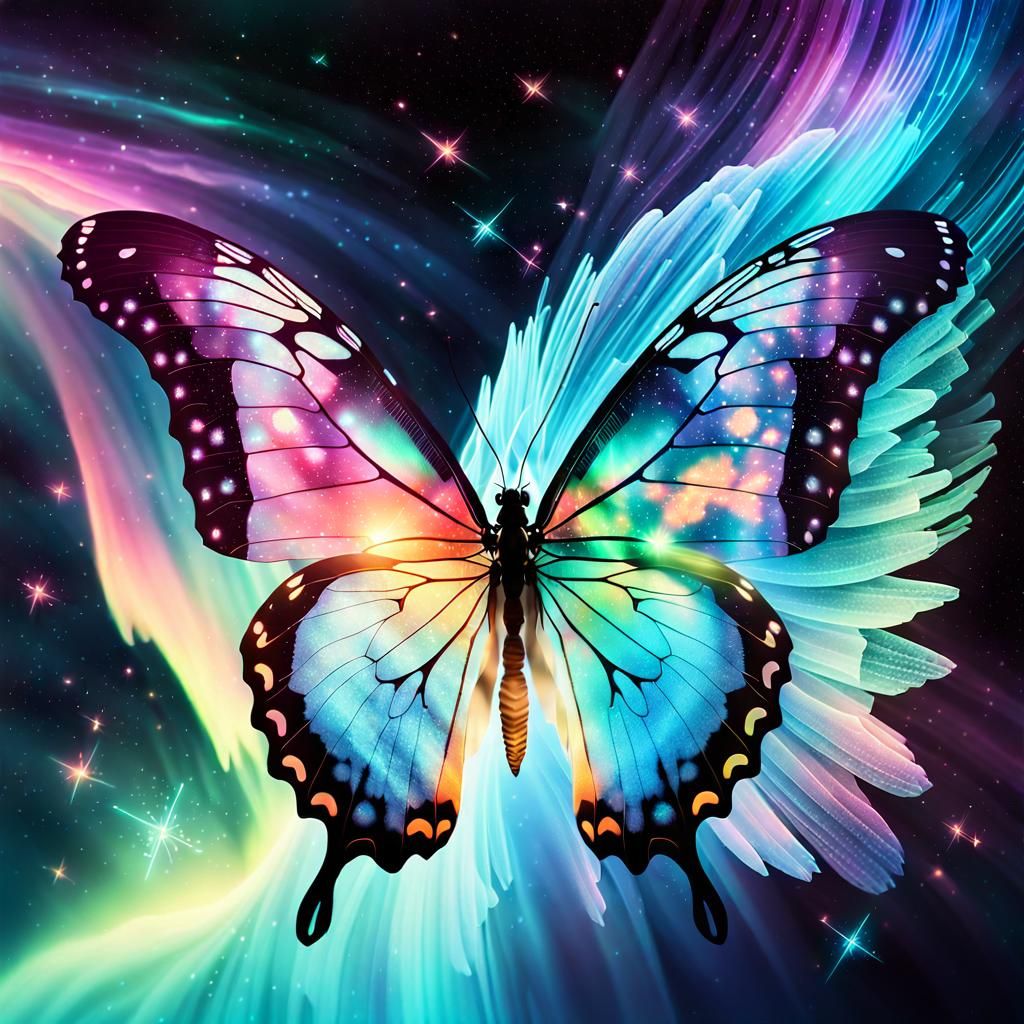 Ethereal Butterfly with Cosmic Wings in Hyperreal Detail
