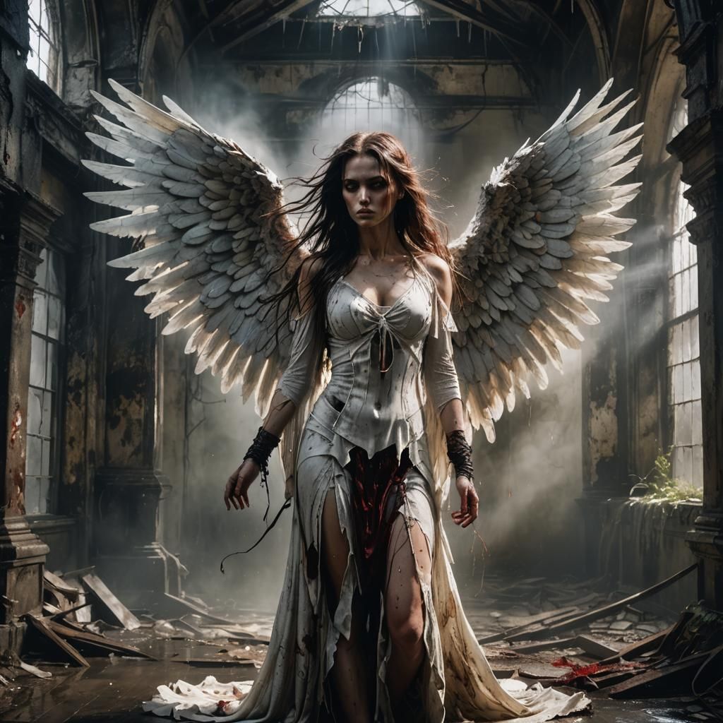 Fallen Angel in Gothic Hyperrealism