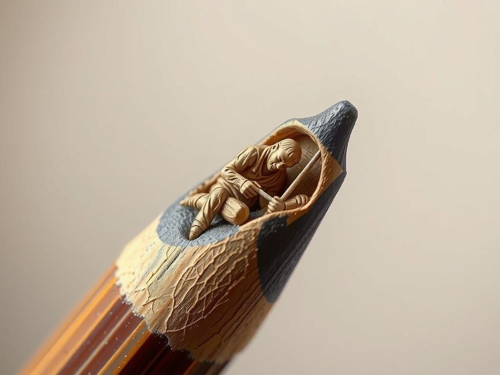 Pencil Tip Carved into Miniature Graphite Mine