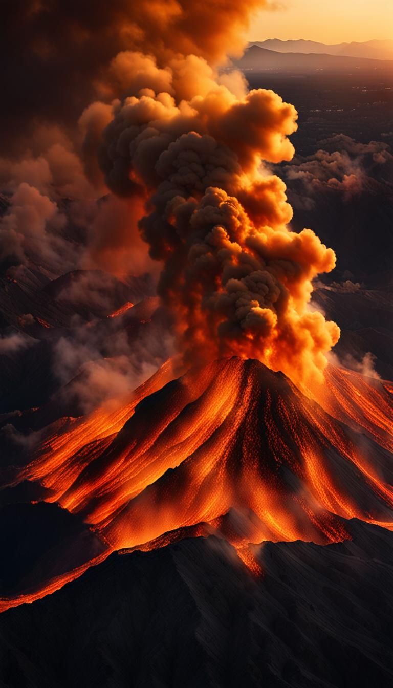 Volcanic Eruption Creates Fiery Word Art