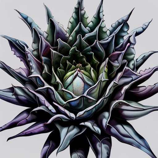 Rose with Thorns in Ferrofluid Inkflow Style