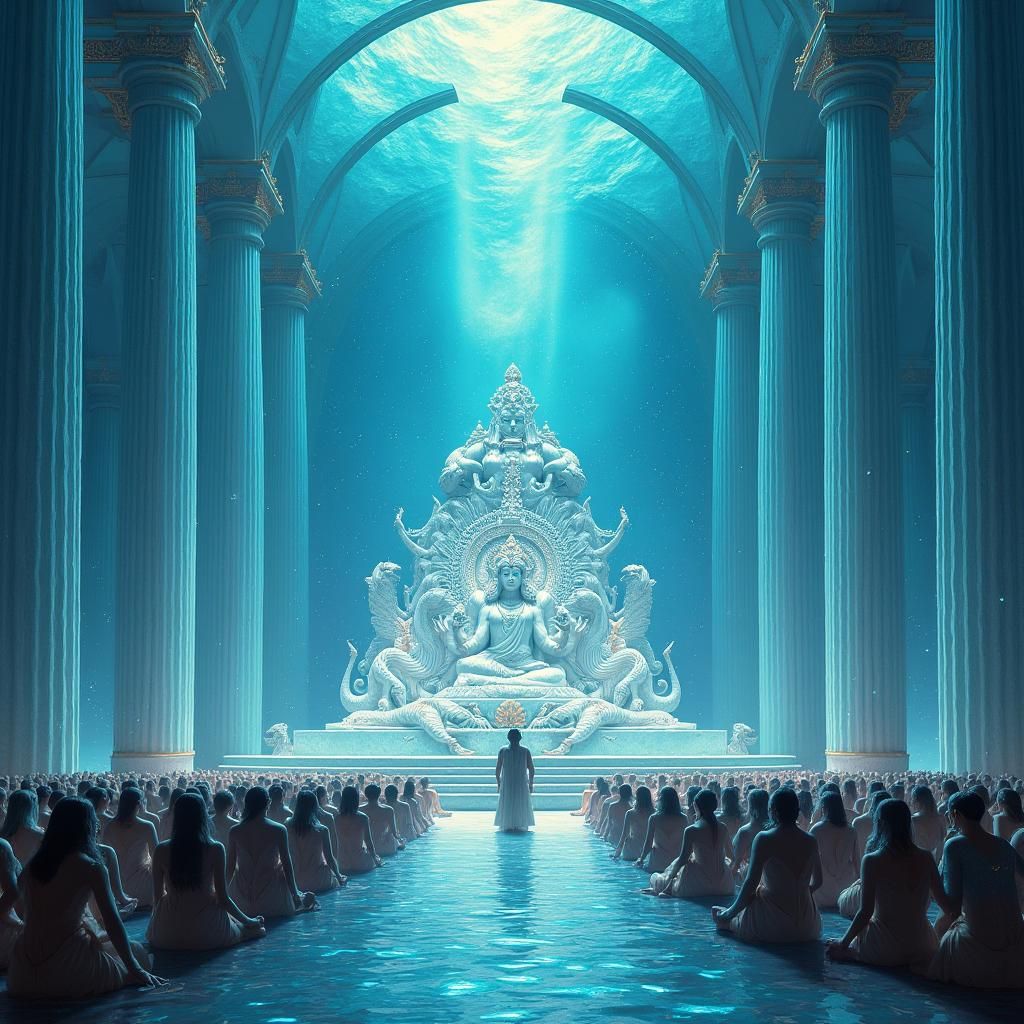 Varuna's Divine Assembly Hall in Surreal Style