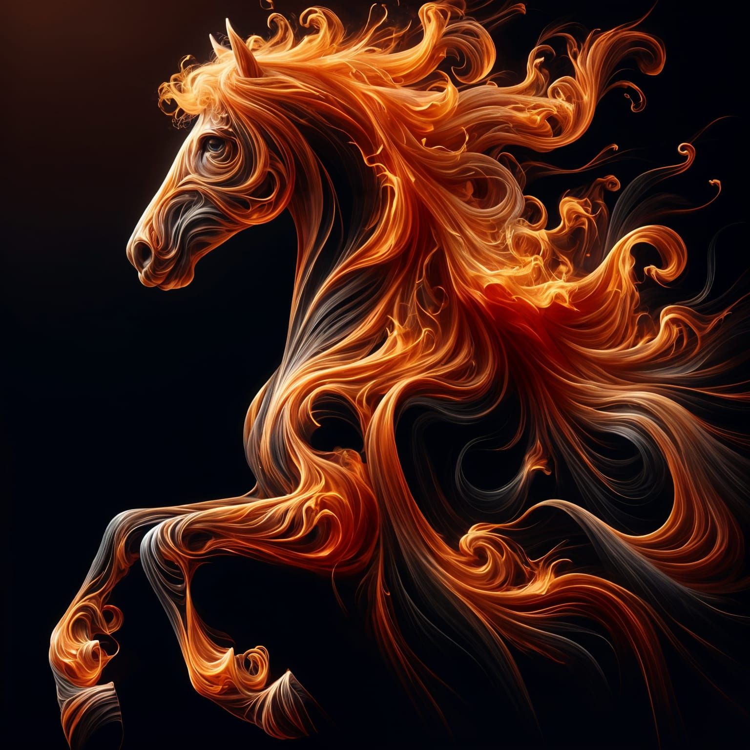 Fiery Horse in Motion: A Dynamic Flame Composition