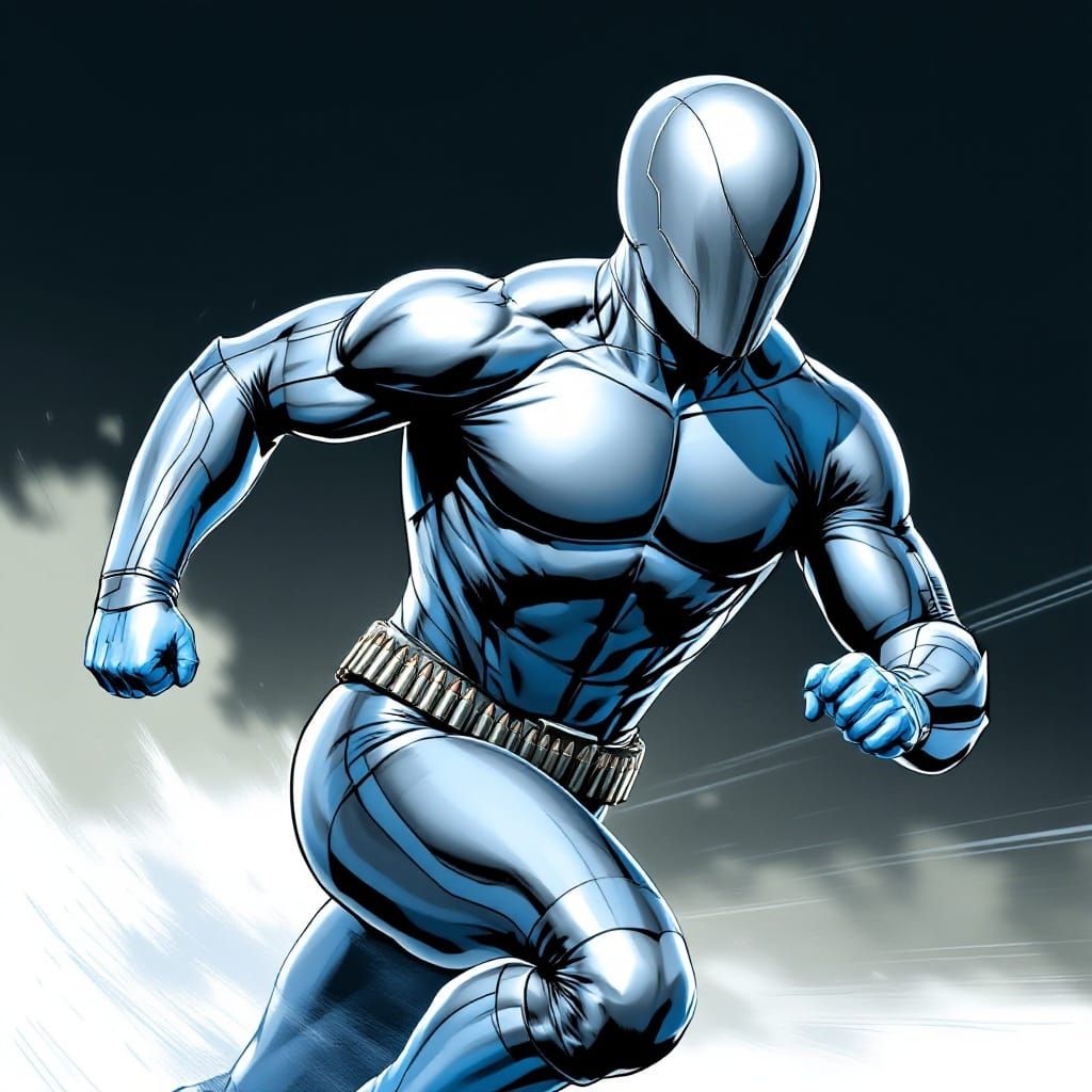 Superhero in Bullet Helmet and Armor