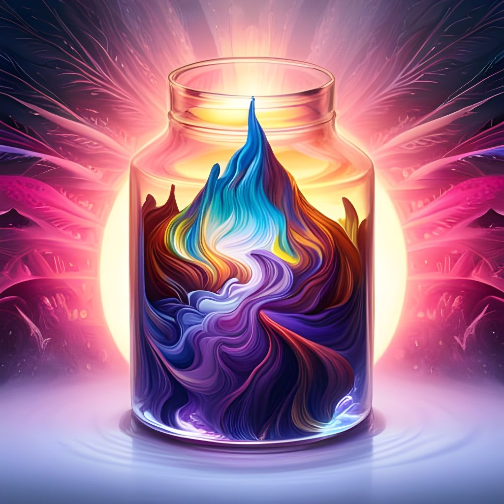 Magical Dreamscape Inside Glass Bottle: Acrylic Splash Art