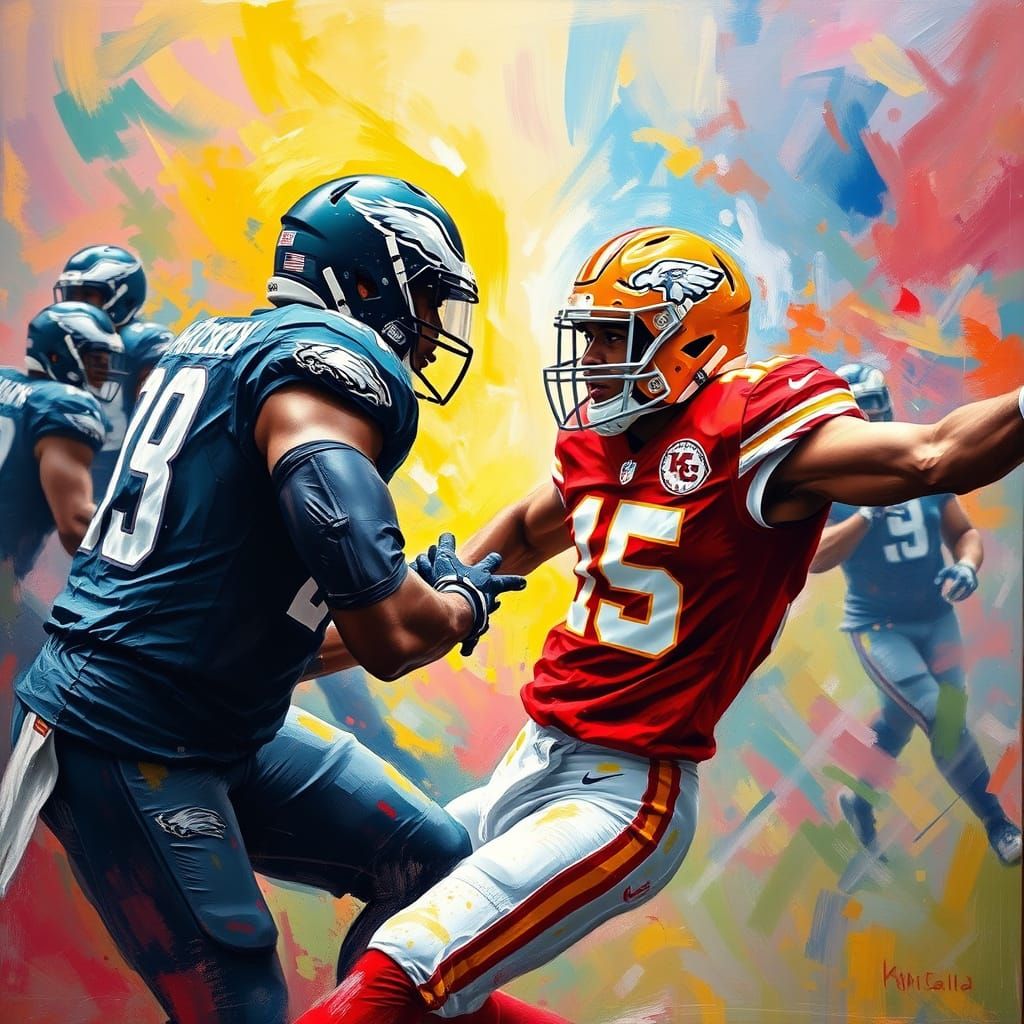 Electric Super Bowl LIX Action Scene in Vibrant Colors