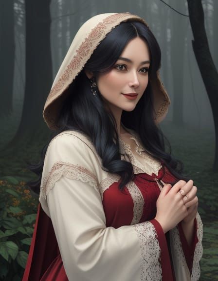 Ethereal Art Nouveau Fantasy with Little Red Riding Hood in ...