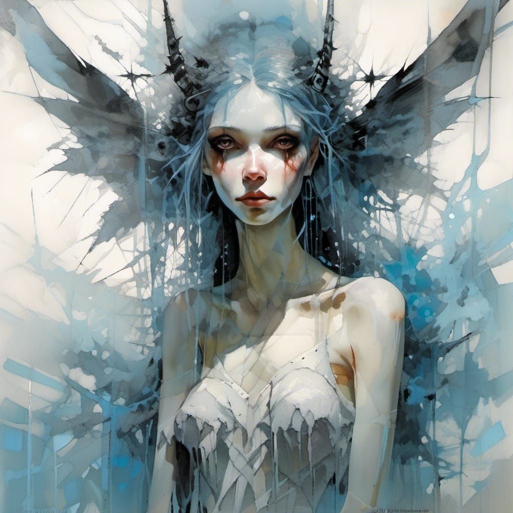 Ethereal Dark Sorceress with Dynamic Brushwork