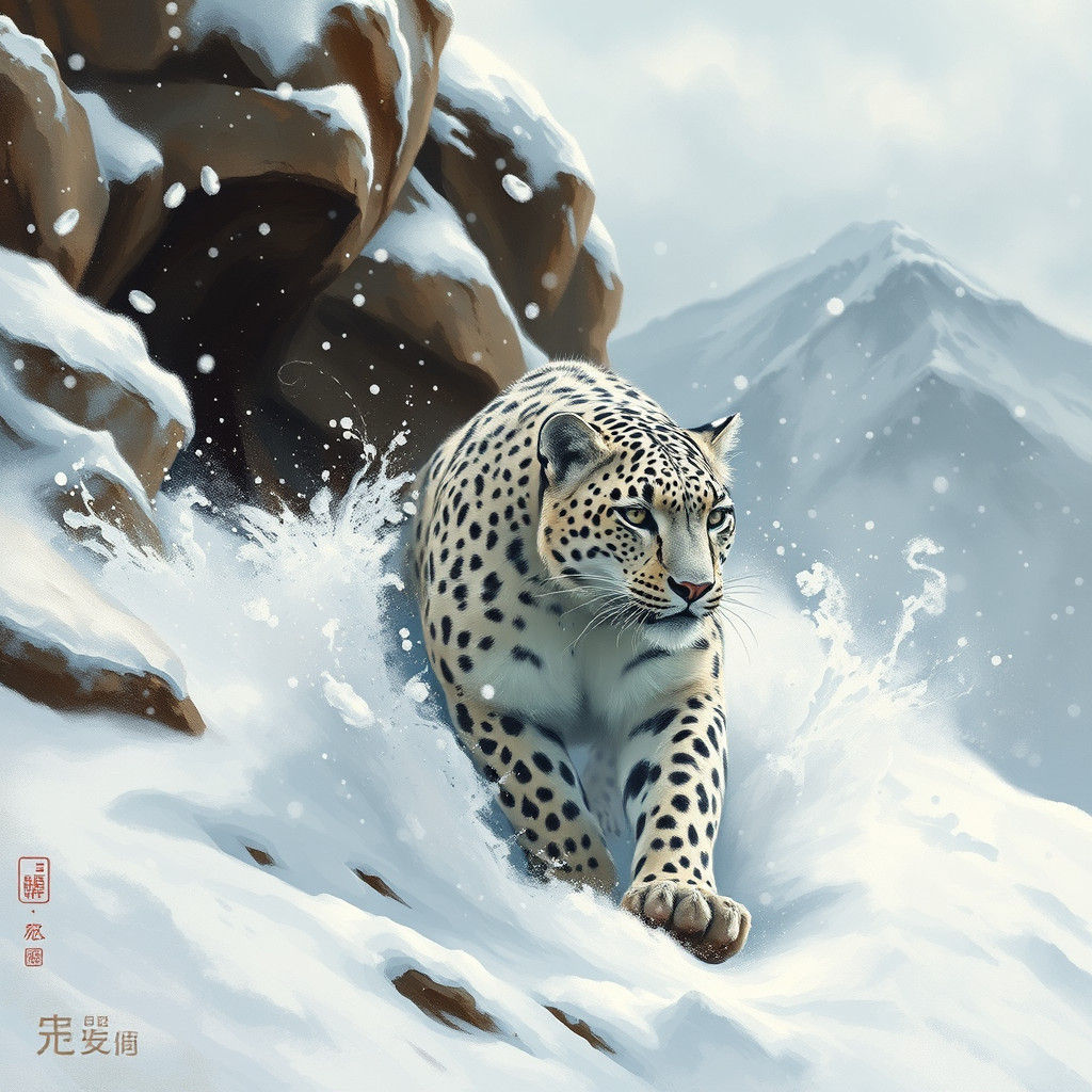 Majestic Snow Leopard Seeks Refuge in Himalayan Shelter