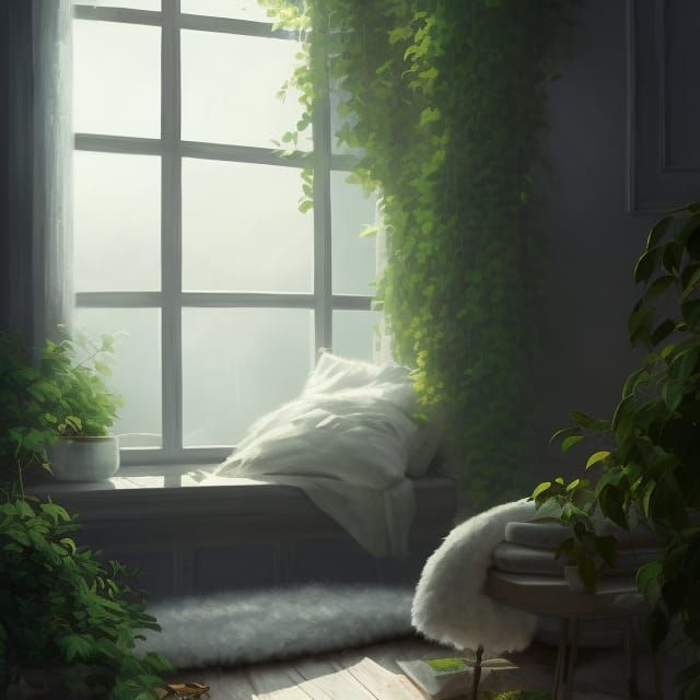 Cozy Room with White Pillow in Art Nouveau Style