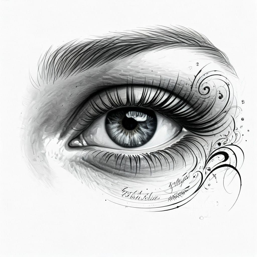 Detailed Pencil Sketch of a Woman's Eyes