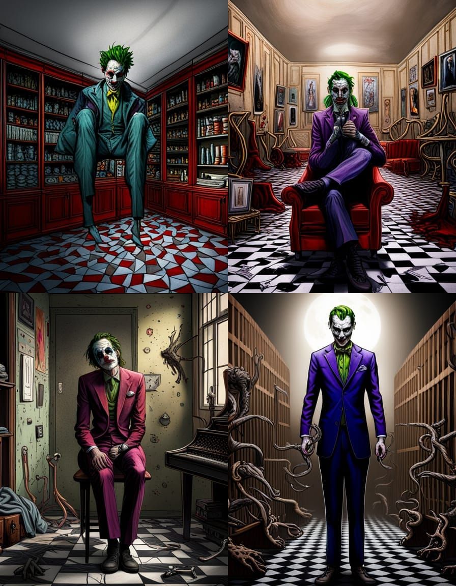 Macabre Joker Portrait in Surrealist Style