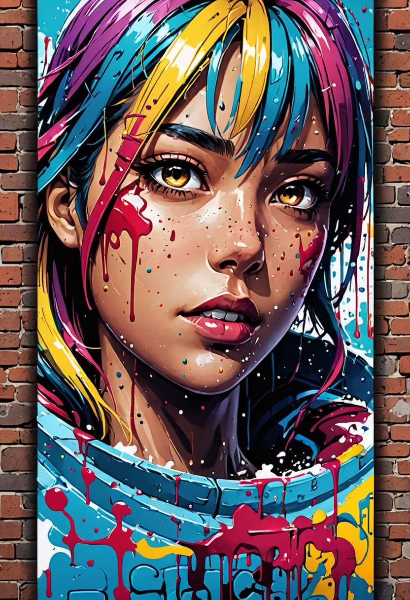 Dynamic Anime Street Art Mural Painting