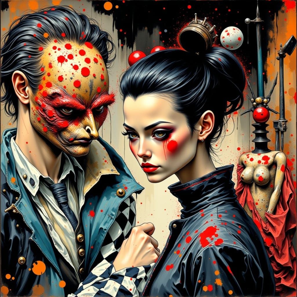 Comic Panel Confrontation: Checkered vs Polka Dots