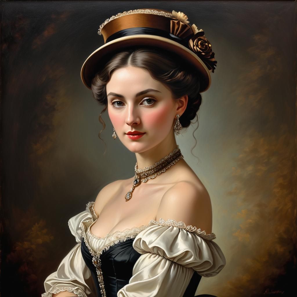 Victorian Lady Portrait in Oil Painting Style