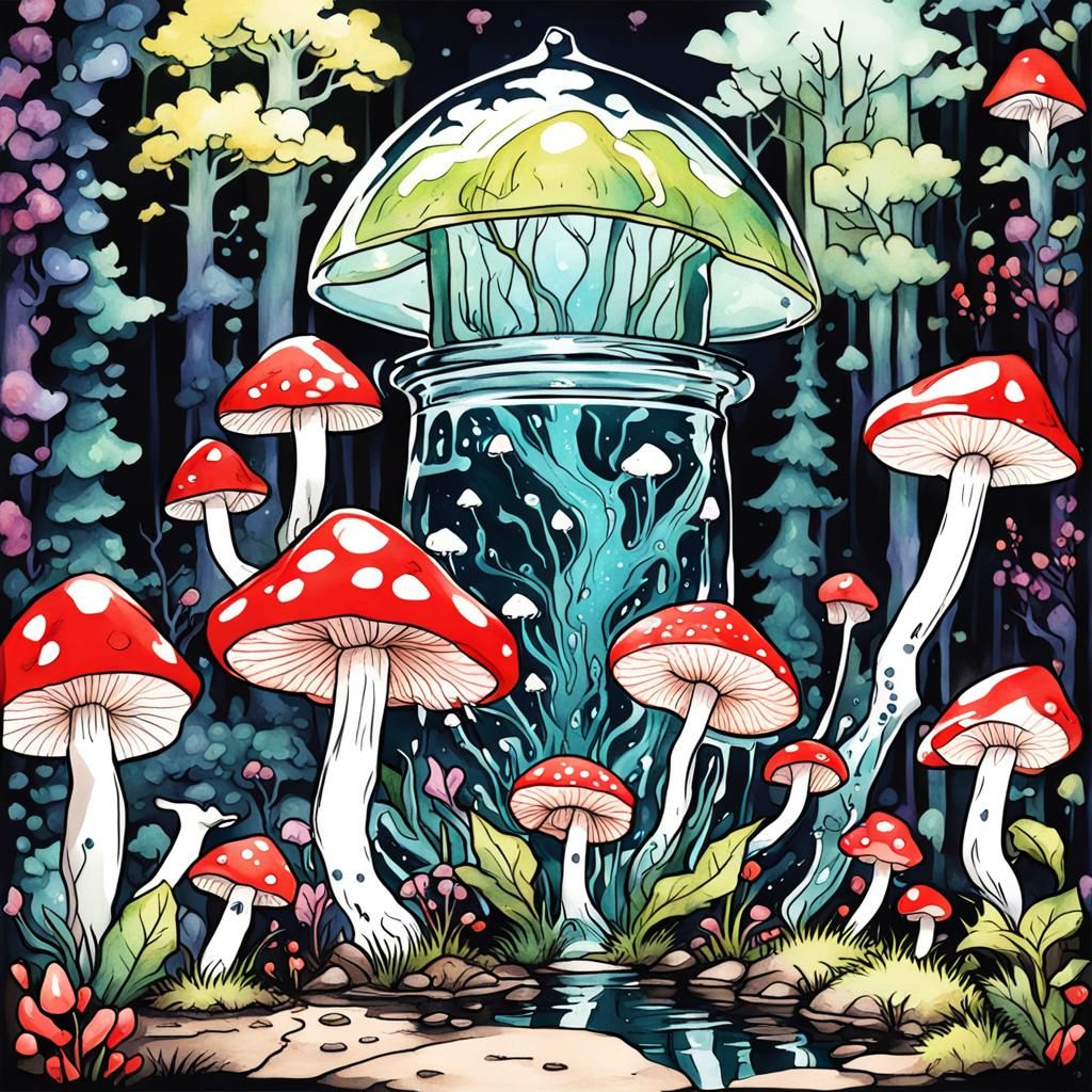 Enchanted Forest Terrarium: Gouache Watercolor Fairy Tale