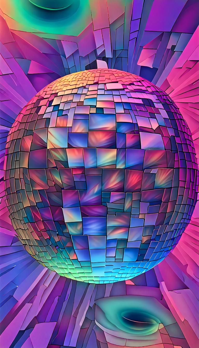 Fourth Dimensional Hyper-Sphere in Iridescent Neon Shades